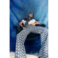 Megan Wide Leg Printed Jeans - Blue