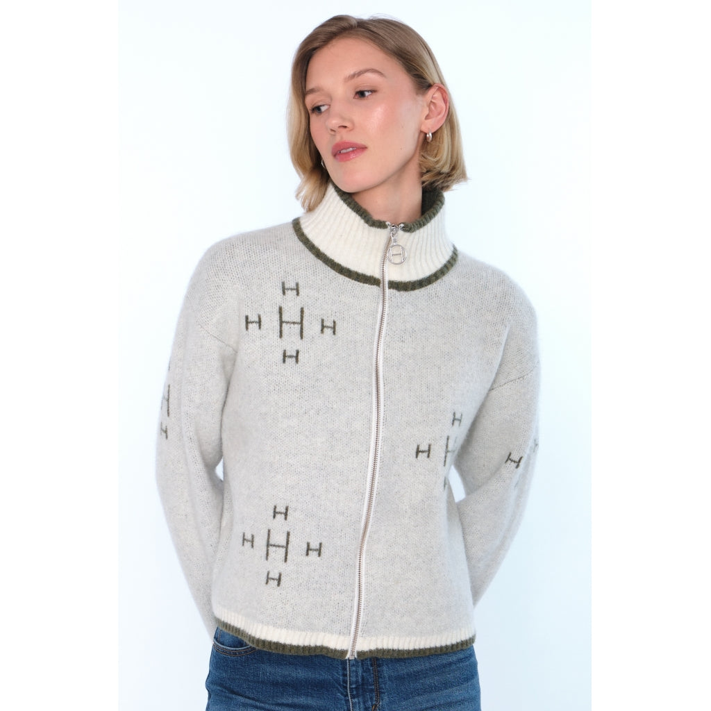 Iben Zip Jacket - White Alyssum/Green