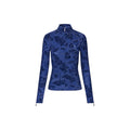Gathered Long Sleeve High Neck Collar Top - Fine Line Poppies