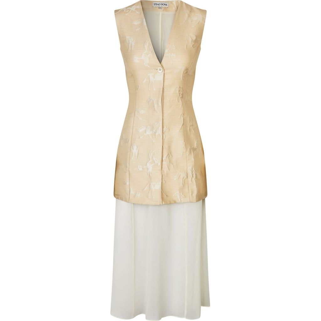 Waistcoat Tailored Midi Dress - Porcelain Cream