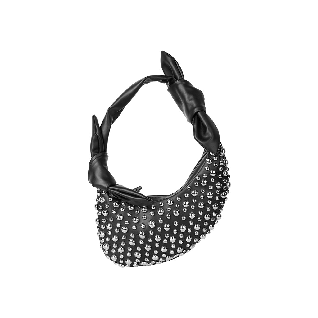 Studded Knotted Satchel - Black