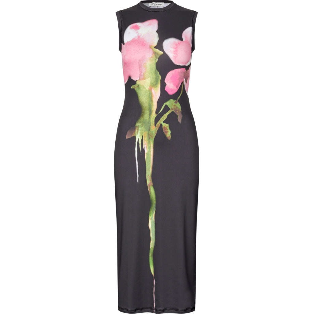 Elastic Tank Crewneck Dress - Melting Flowers