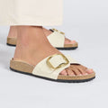 Madrid Big Buckle Natural Leather Patent Narrow - High-Shine Ecru