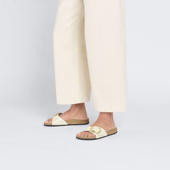 Madrid Big Buckle Natural Leather Patent Narrow - High-Shine Ecru