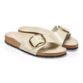 Madrid Big Buckle Natural Leather Patent Narrow - High-Shine Ecru