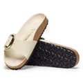 Madrid Big Buckle Natural Leather Patent Narrow - High-Shine Ecru