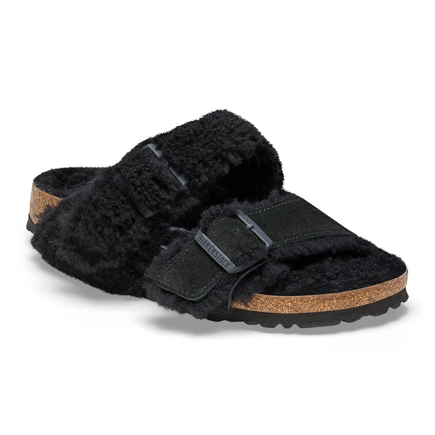 Arizona Split Teddy Parts Rivet Logo Suede Leather/Fur Narrow - Black