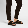 Arizona Split Teddy Parts Rivet Logo Suede Leather/Fur Narrow - Black