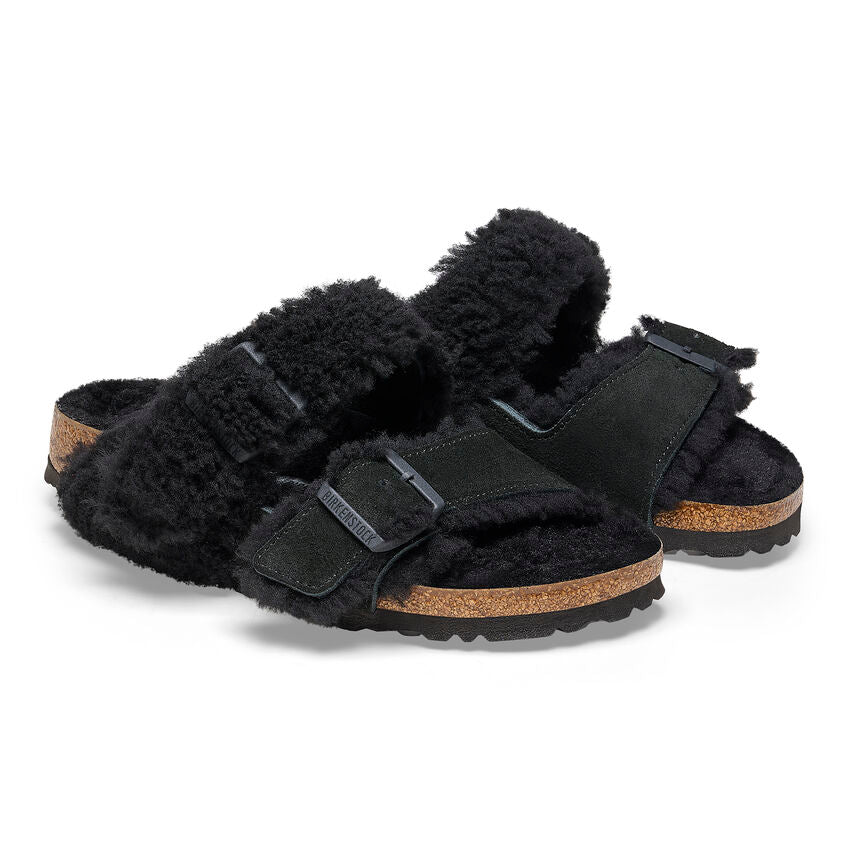 Arizona Split Teddy Parts Rivet Logo Suede Leather/Fur Narrow - Black