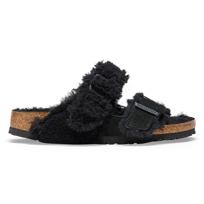 Arizona Split Teddy Parts Rivet Logo Suede Leather/Fur Narrow - Black