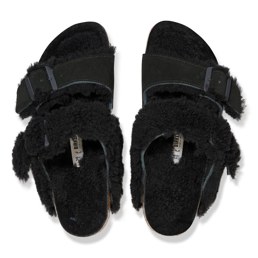Arizona Split Teddy Parts Rivet Logo Suede Leather/Fur Narrow - Black
