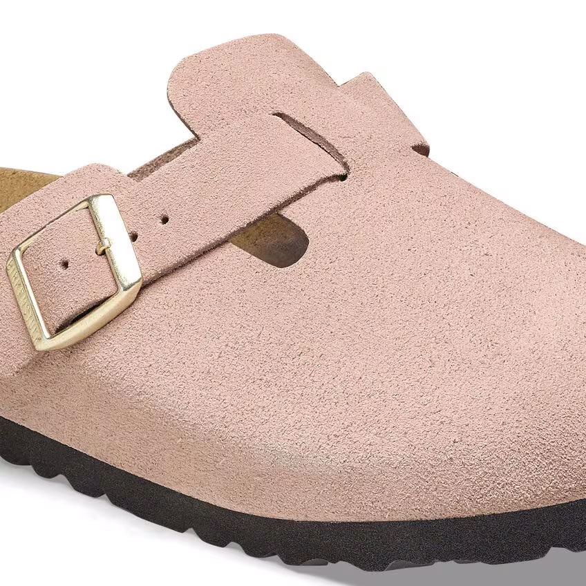 Birkenstock Boston Suede Leather Narrow - Light Rose
