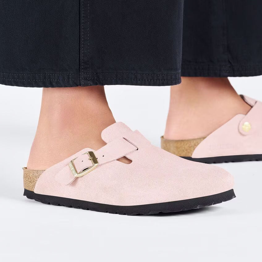Birkenstock Boston Suede Leather Narrow - Light Rose