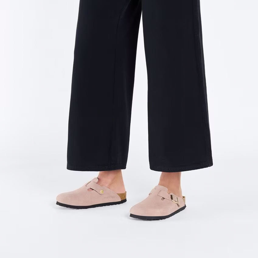 Birkenstock Boston Suede Leather Narrow - Light Rose