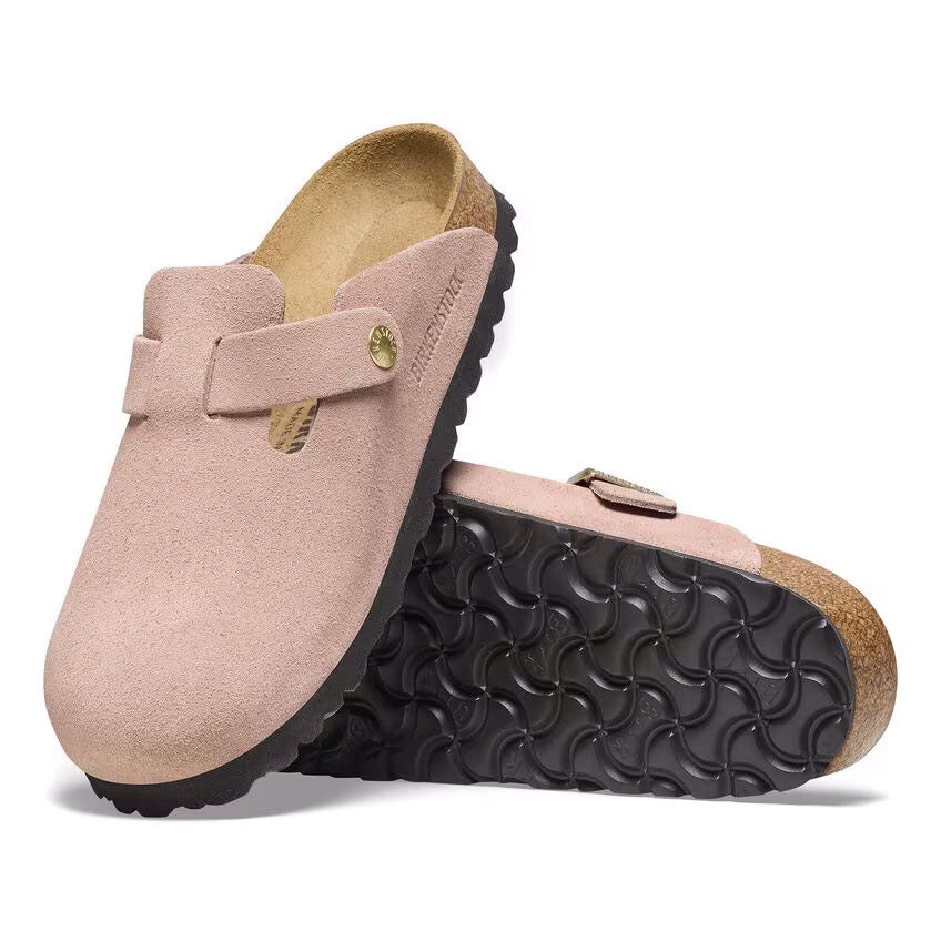 Birkenstock Boston Suede Leather Narrow - Light Rose