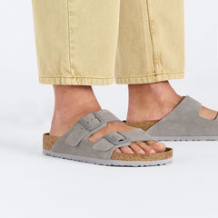 Arizona Suede Leather Narrow - Stone Coin