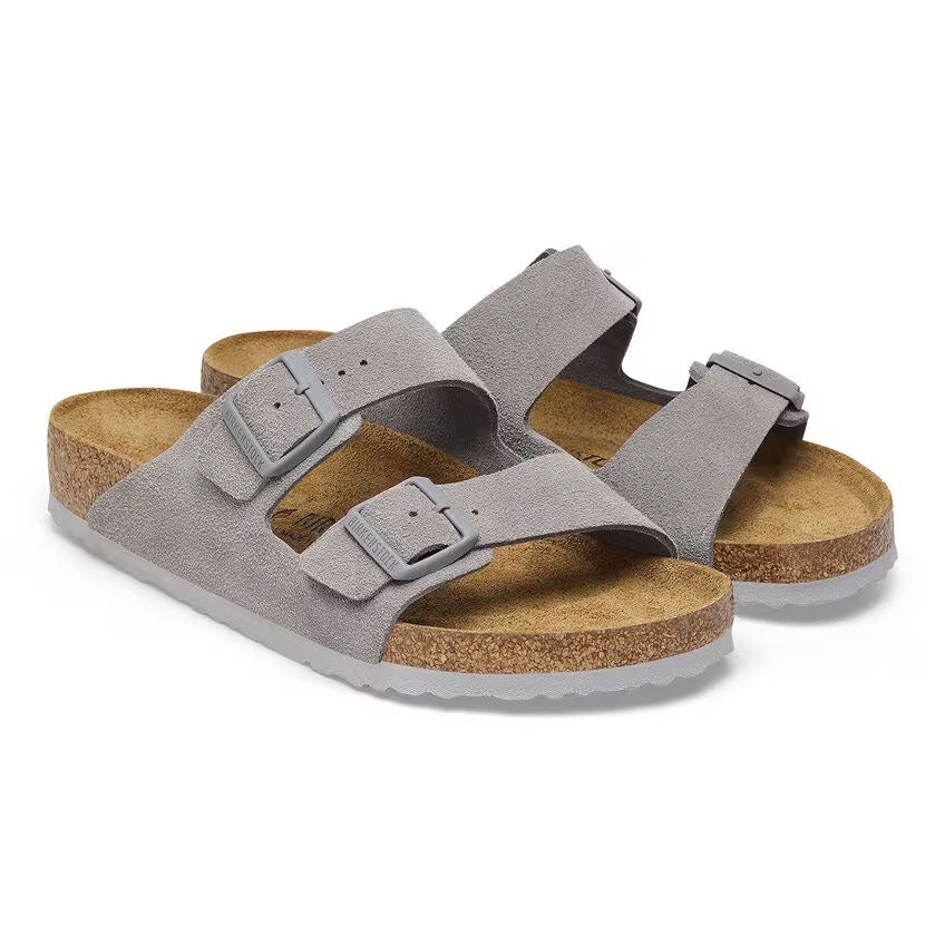 Birkenstock Arizona Suede Leather Narrow - Stone Coin