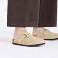 Birkenstock Boston Big Buckle Nubuck Leather Narrow - Sandcastle