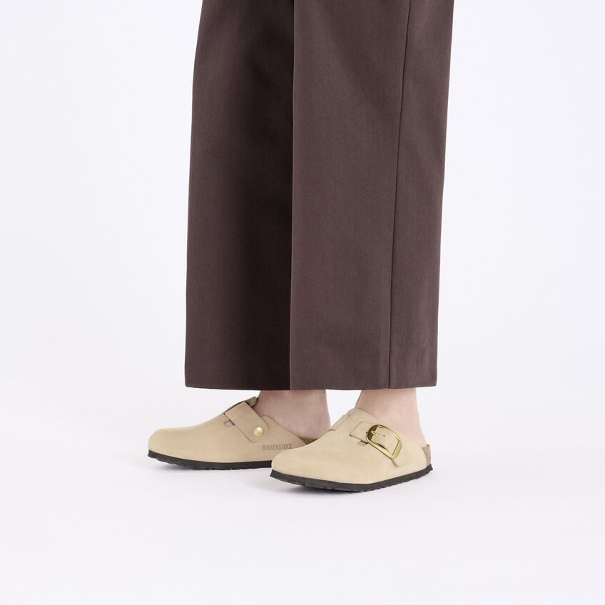 Birkenstock Boston Big Buckle Nubuck Leather Narrow - Sandcastle