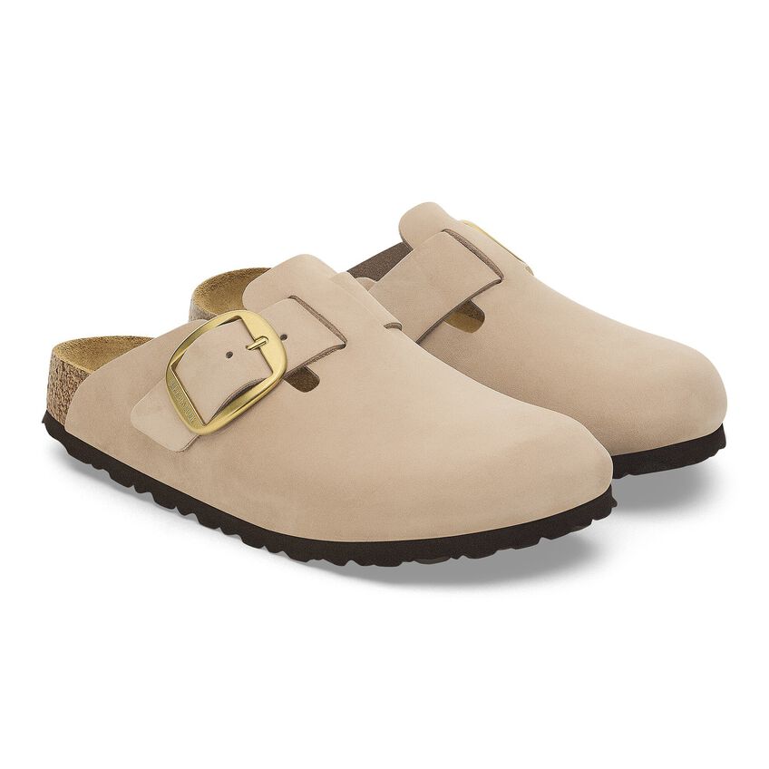 Birkenstock Boston Big Buckle Nubuck Leather Narrow - Sandcastle