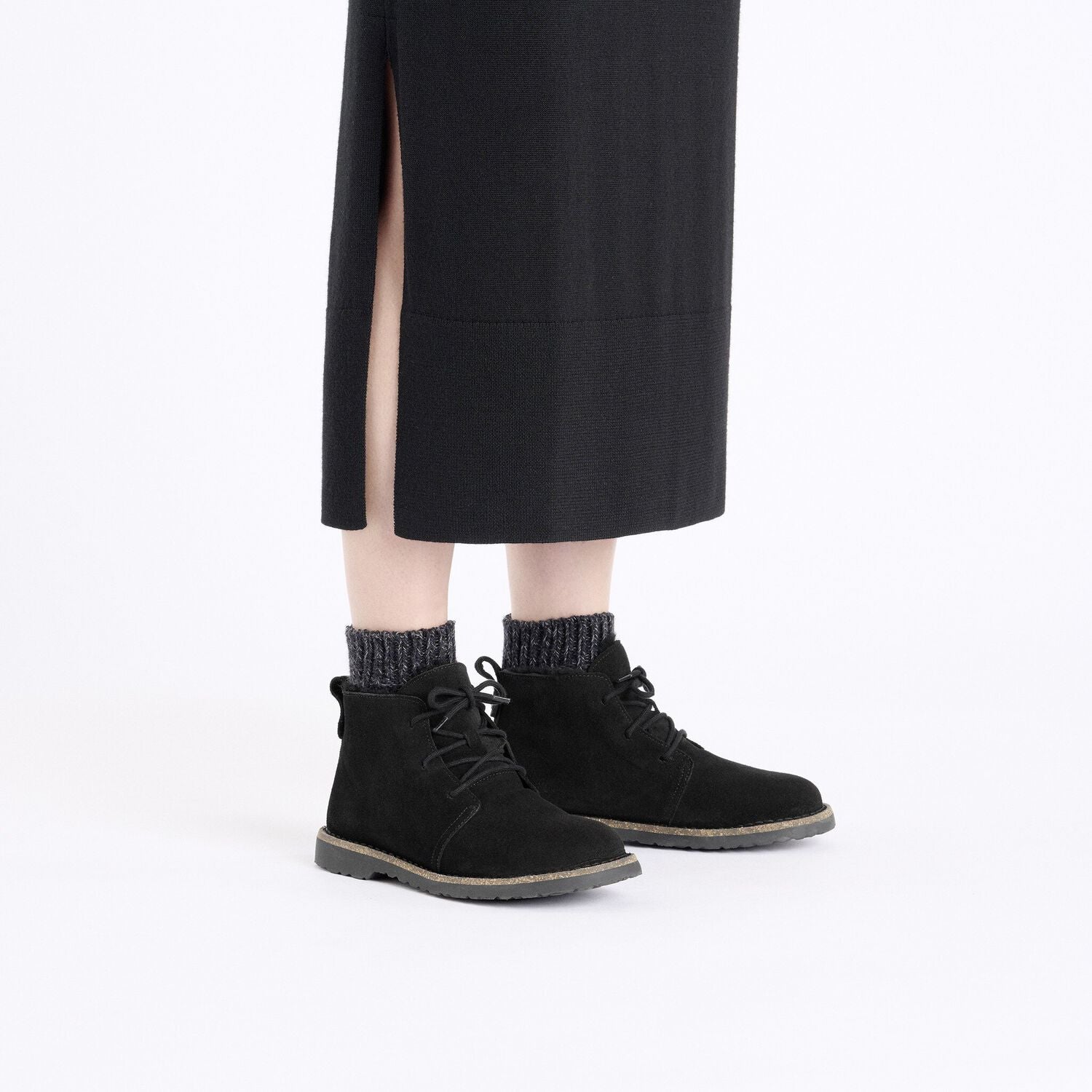 Uppsala Chukka Shearling Suede Leather Narrow - Black