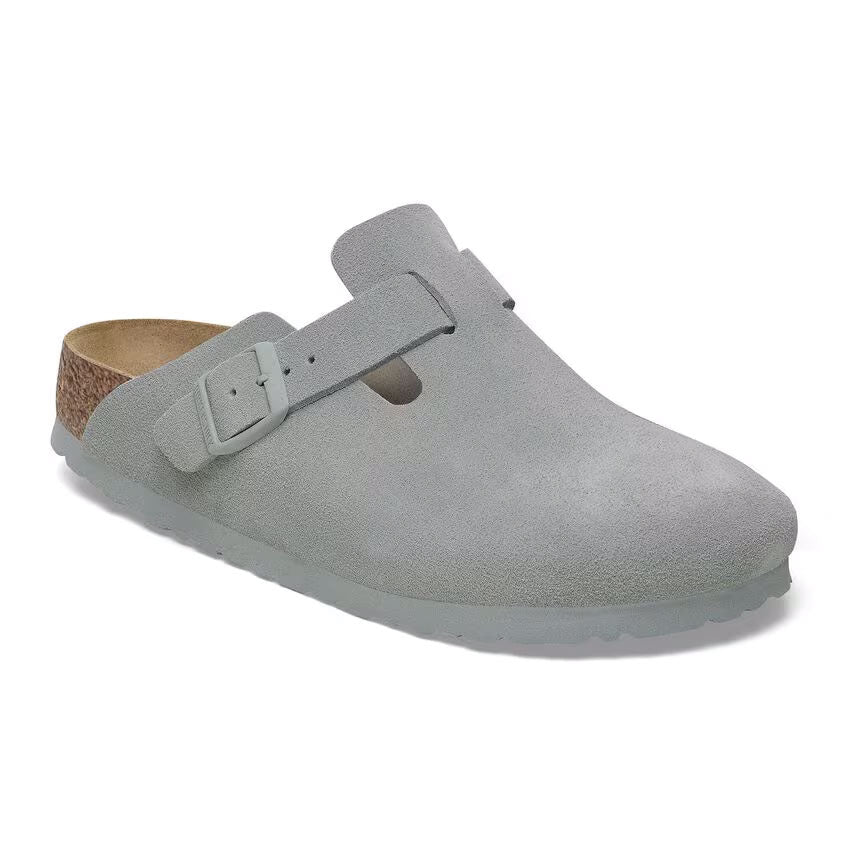 Birkenstock Boston Suede Leather Narrow - Pure Sage