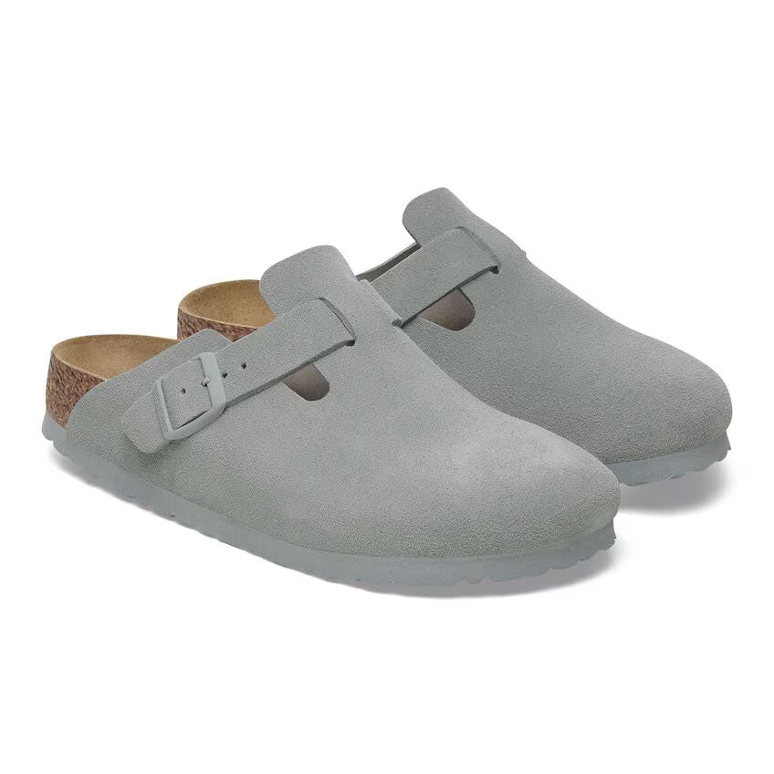 Birkenstock Boston Suede Leather Narrow - Pure Sage