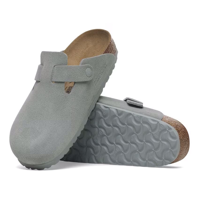 Birkenstock Boston Suede Leather Narrow - Pure Sage