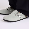 Birkenstock Boston Big Buckle Nubuk Narrow - Pure Sage