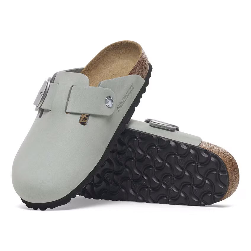 Birkenstock Boston Big Buckle Nubuk Narrow - Pure Sage