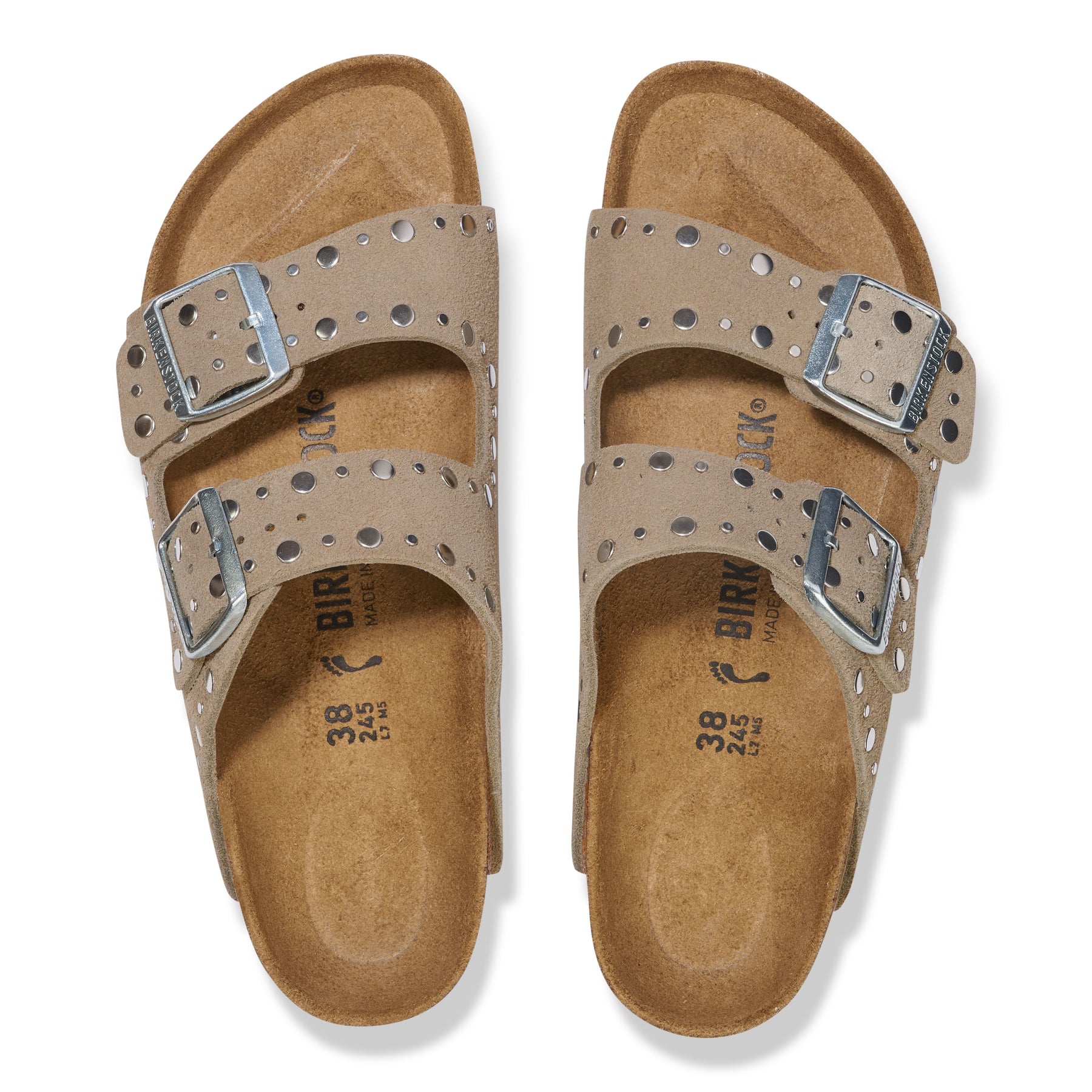 Arizona Rivet Suede Leather Narrow - Taupe