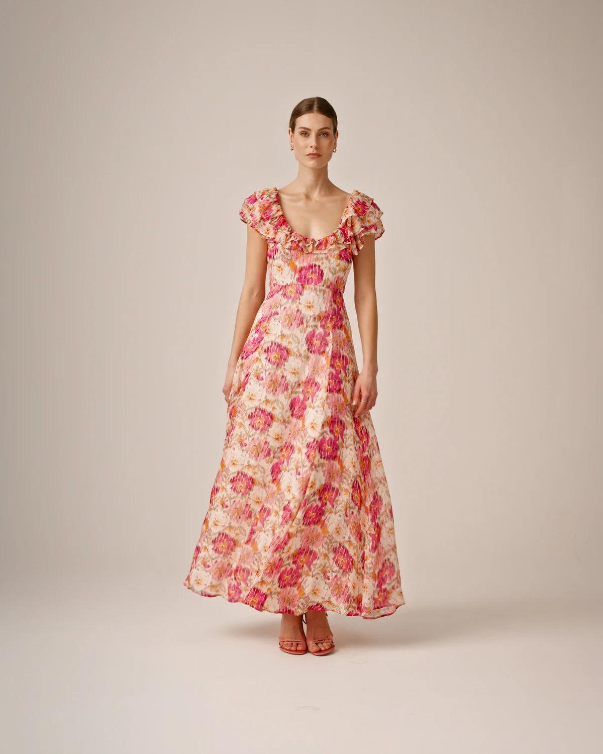 Dotted Georgette Maxi Dress - Brushed Blossom