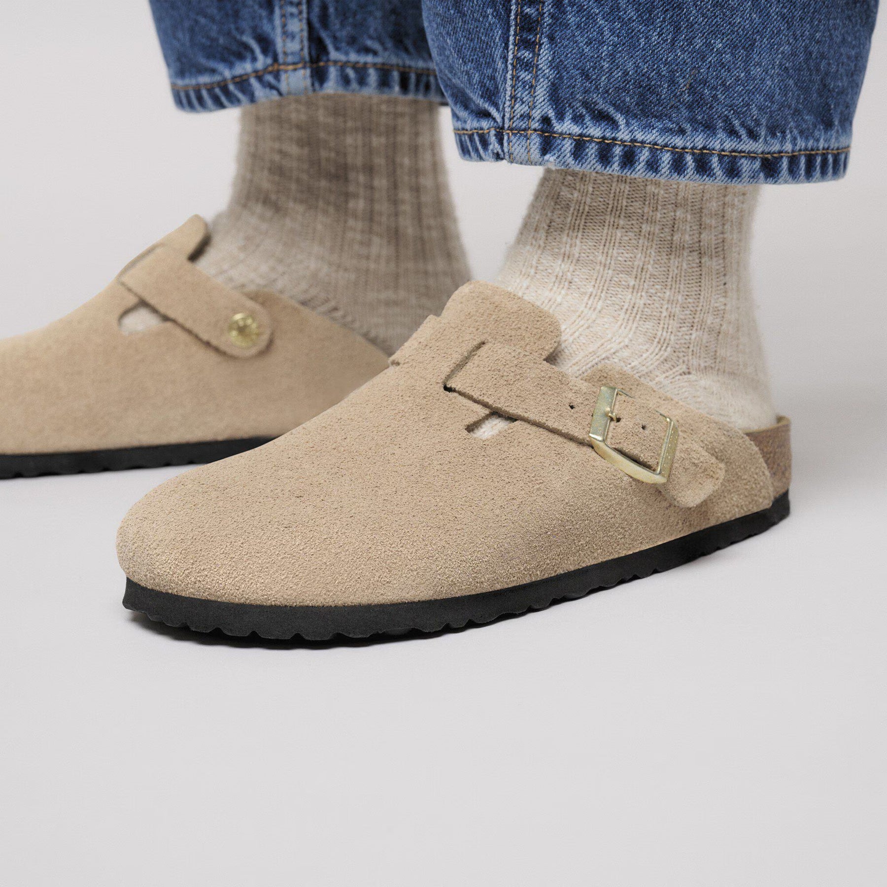 Boston Suede Leather Narrow - Sandcastle