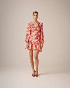 Dotted Georgette Smocking Dress - Brushed Blossom