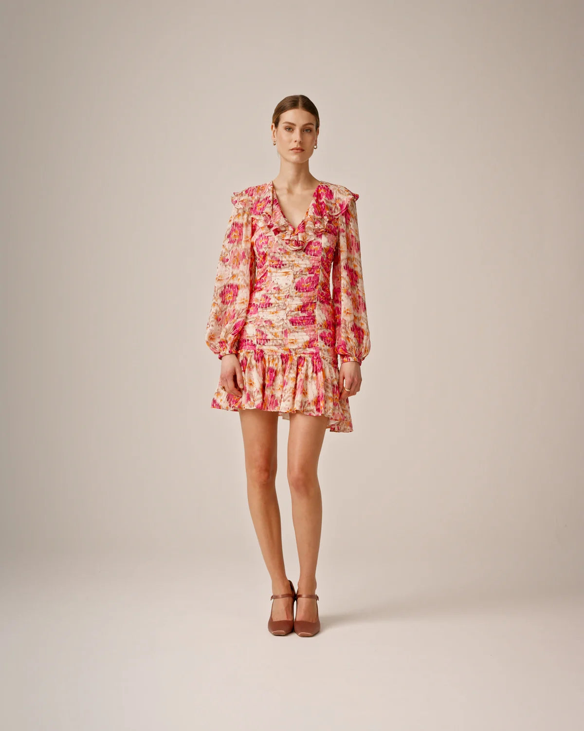 Dotted Georgette Smocking Dress - Brushed Blossom