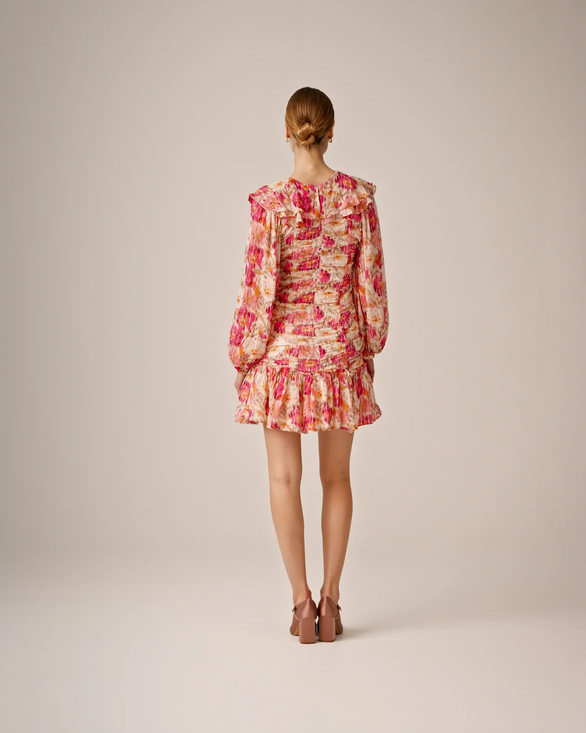 Dotted Georgette Smocking Dress - Brushed Blossom