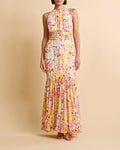 Dotted Georgette Halterneck Dress - Popsicle
