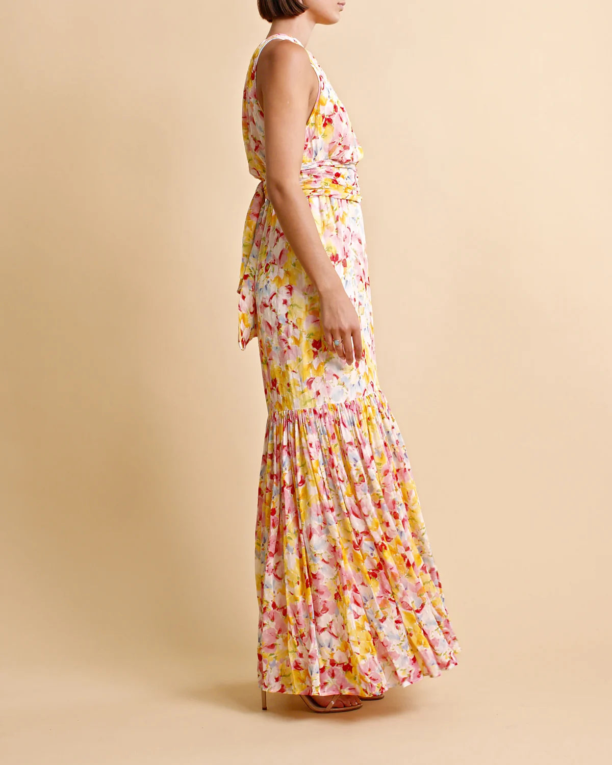 Dotted Georgette Halterneck Dress - Popsicle