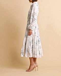 Poplin Midi Dress - Blue Field