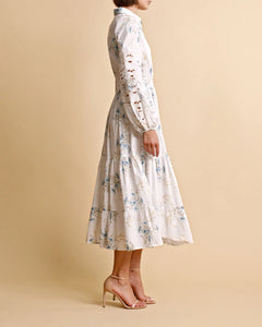Poplin Midi Dress - Blue Field