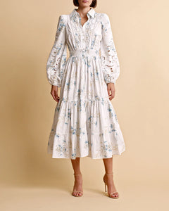 Poplin Midi Dress - Blue Field