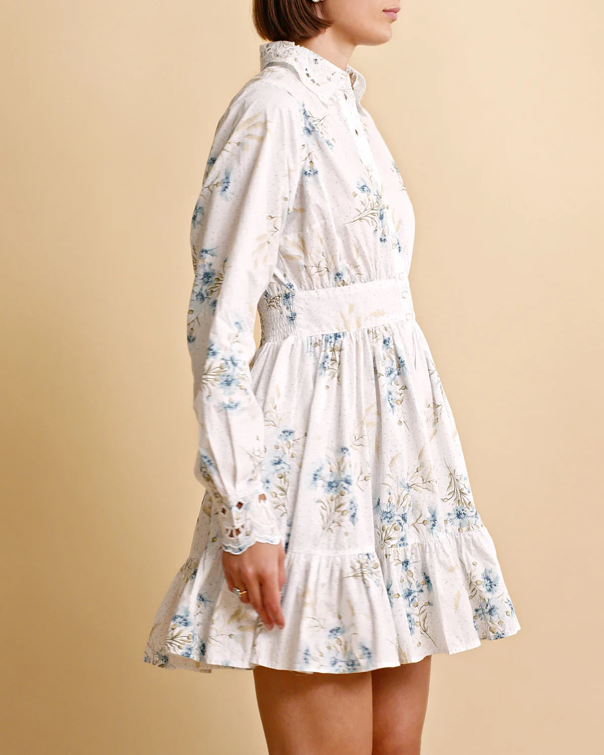 Poplin Button Down Mini Dress - Blue Field