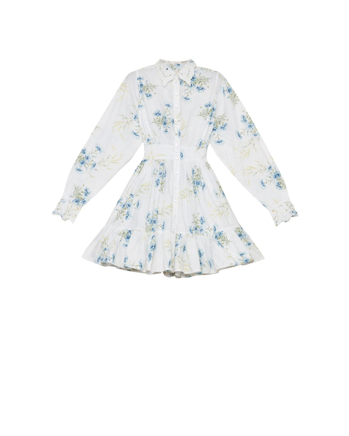 Poplin Button Down Mini Dress - Blue Field
