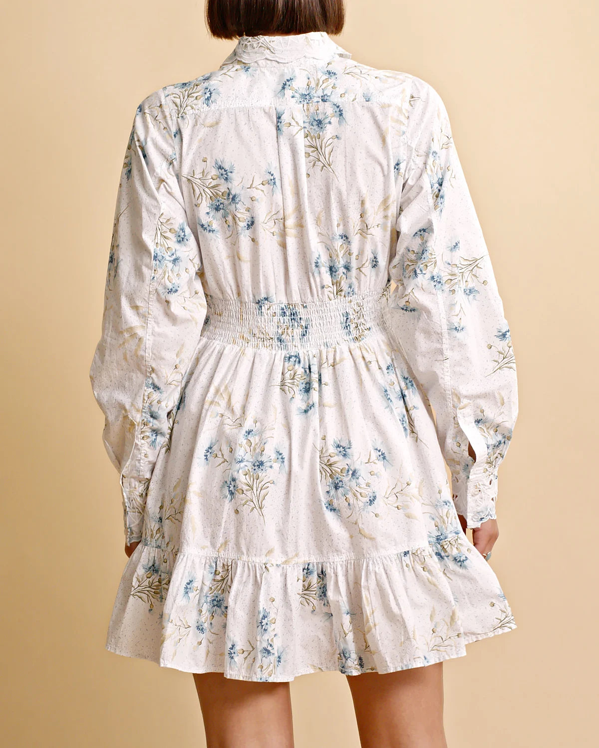 Poplin Button Down Mini Dress - Blue Field