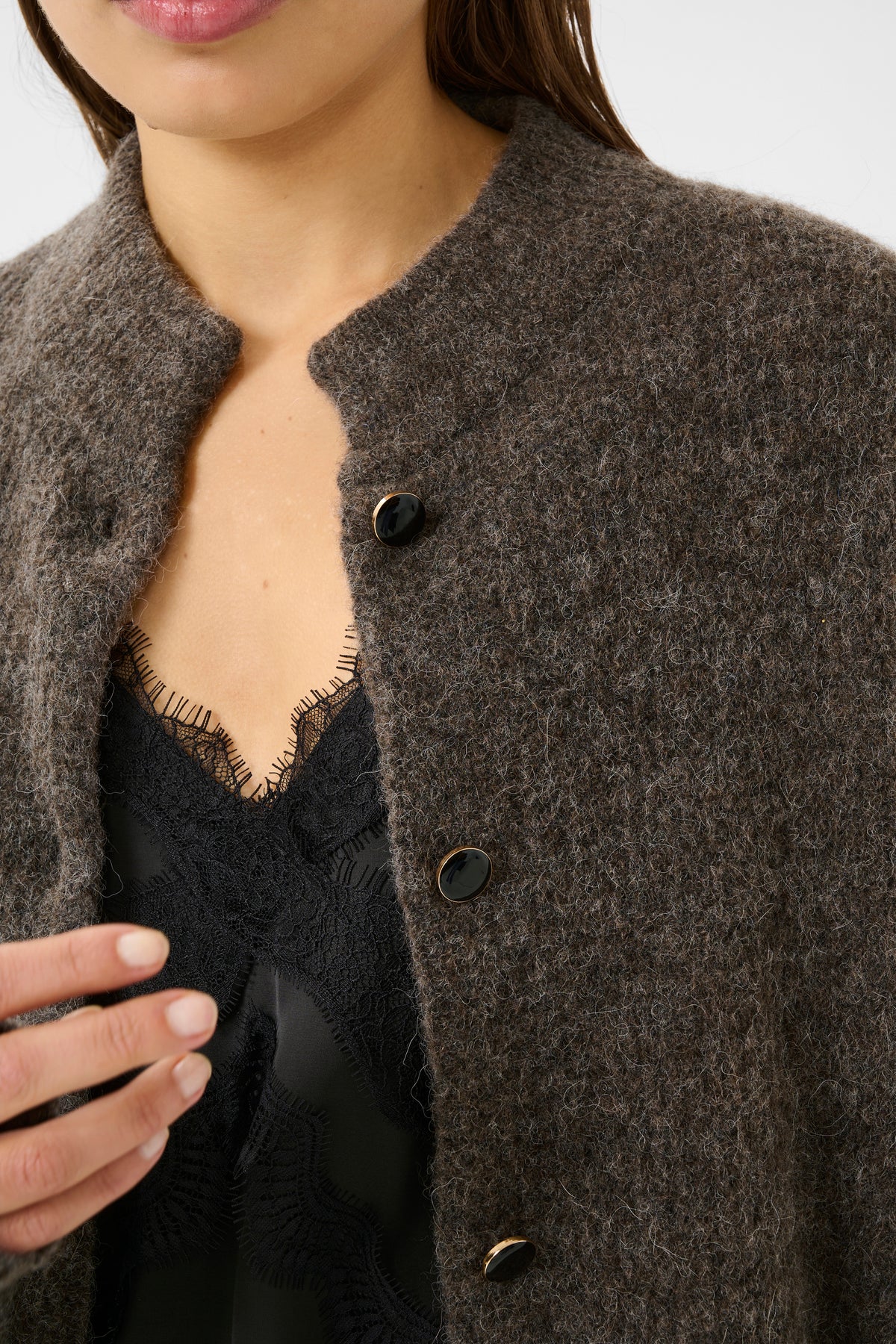 AlphaGZ Short Cardigan - Chestnut Melange