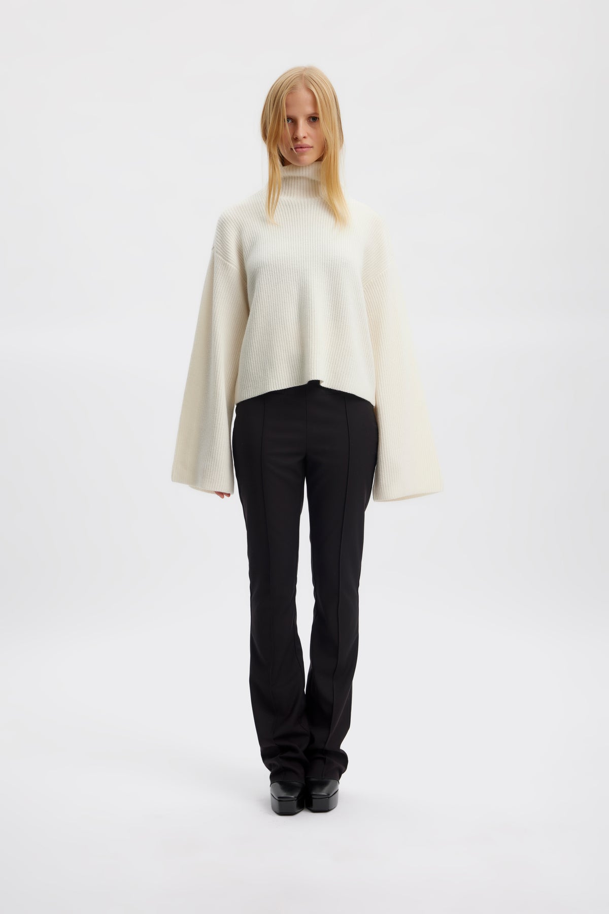 RisaneGZ High Neck Wool Pullover - Egret