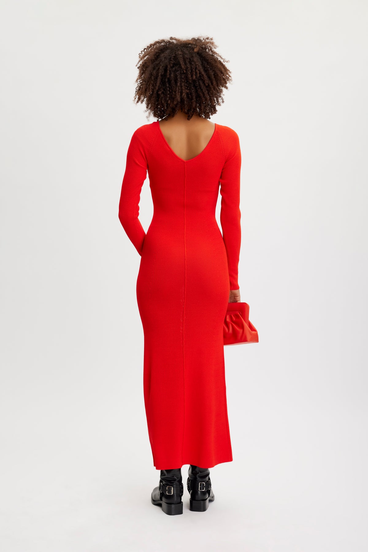 MonaGZ V-Neck Long Dress - Red Alert