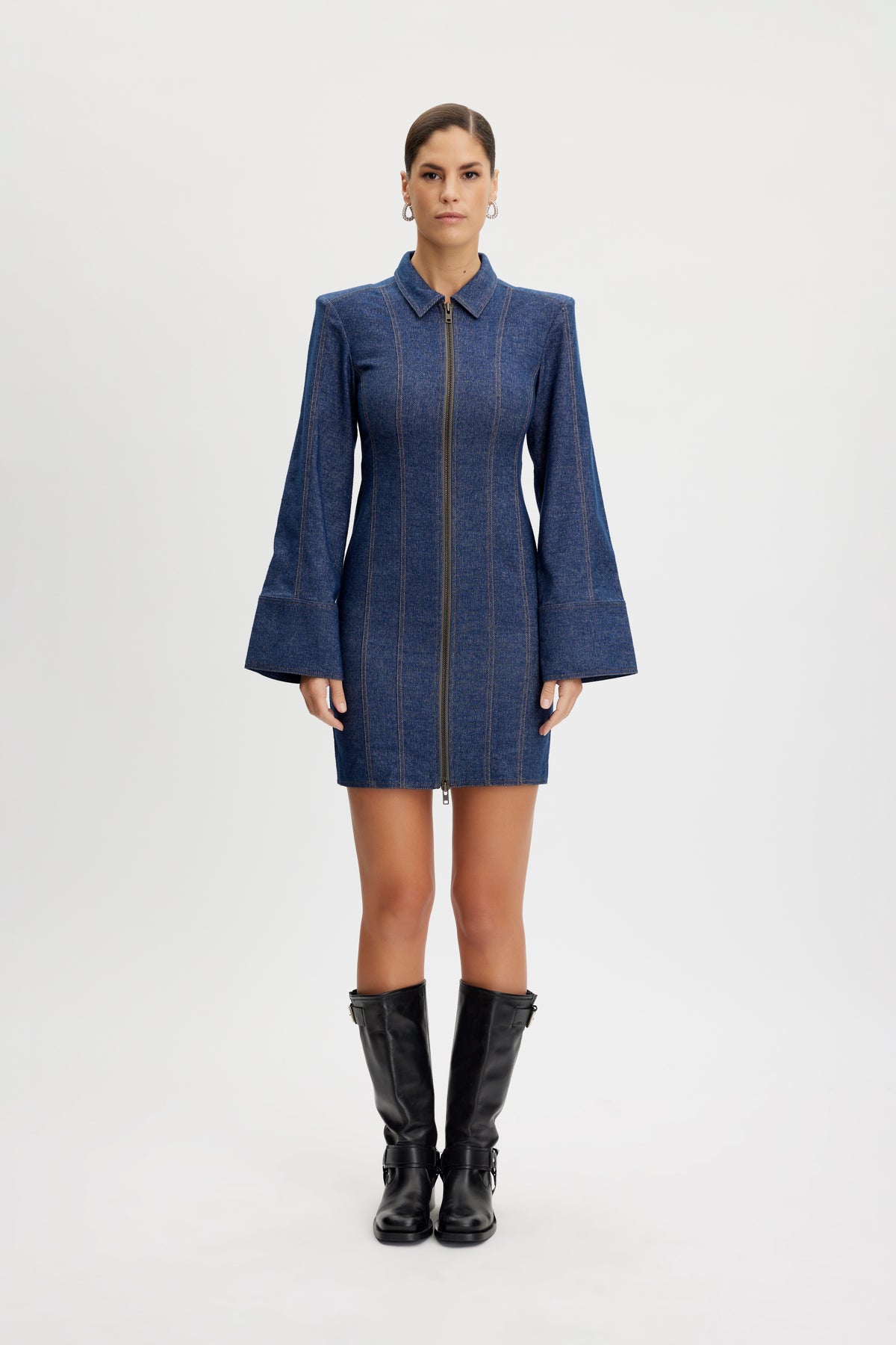 VloraGZ Short Dress - Dark Blue Denim
