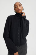 AlphaGZ High Neck Cardigan - Black