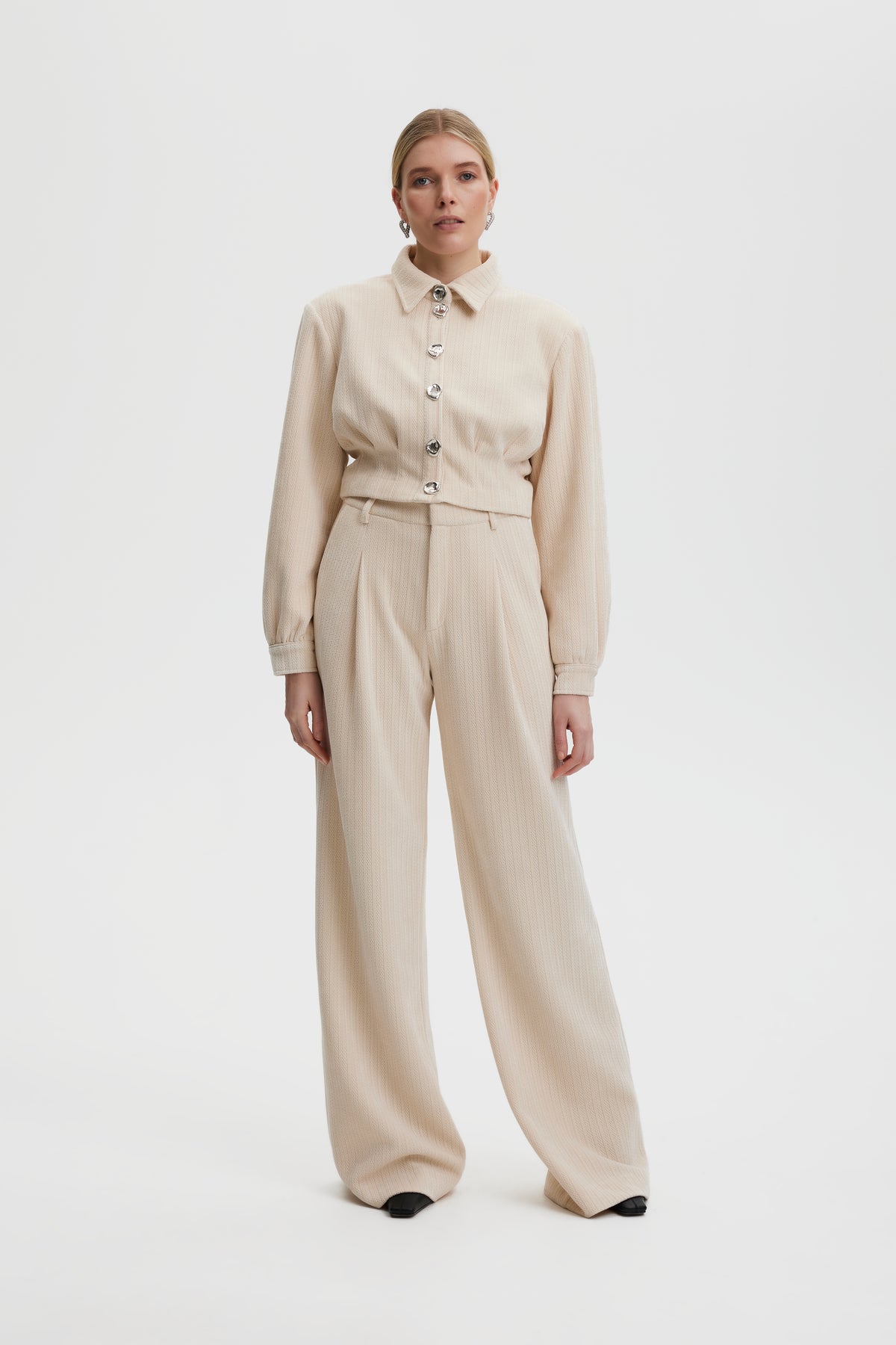 ElnoraGZ HW Pants - Off White Structure